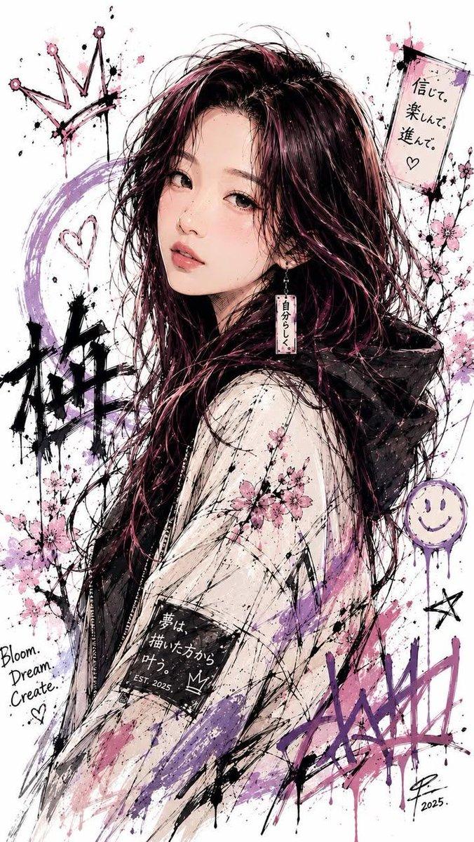 日式水墨泼溅风格角色插画