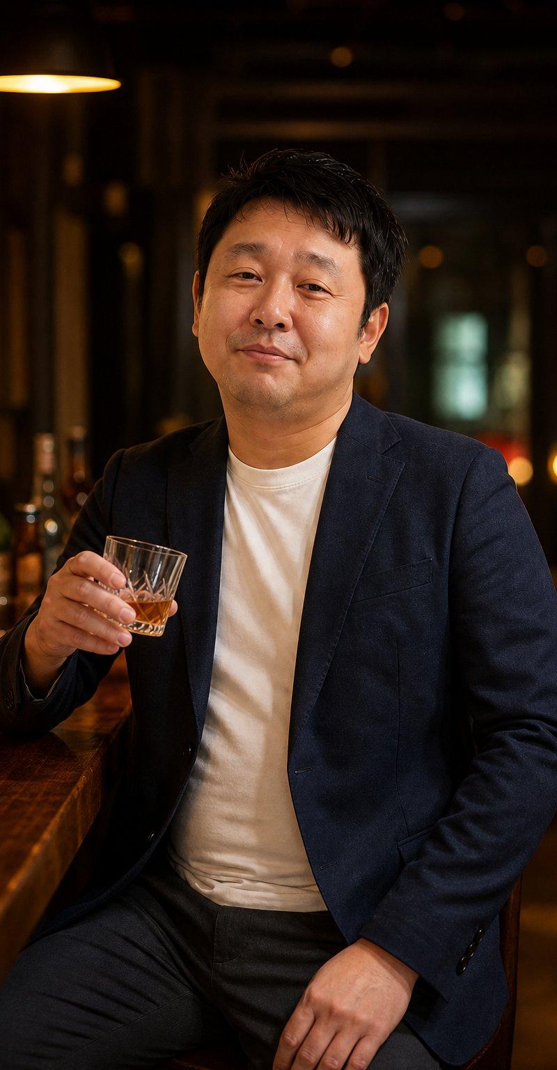 威士忌酒吧里的中年男子