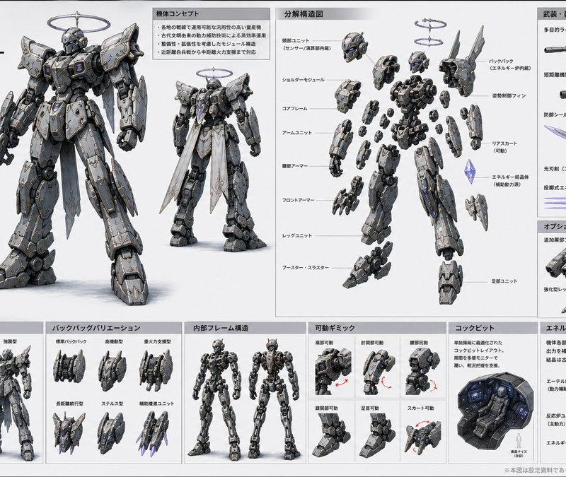 Japanese Fantasy Sci-Fi Mecha Design Sheet
