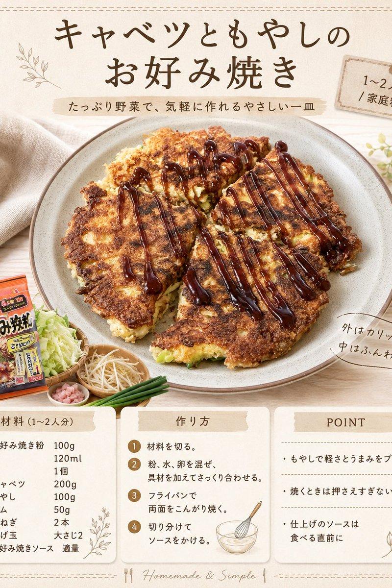 日式大阪烧食谱卡