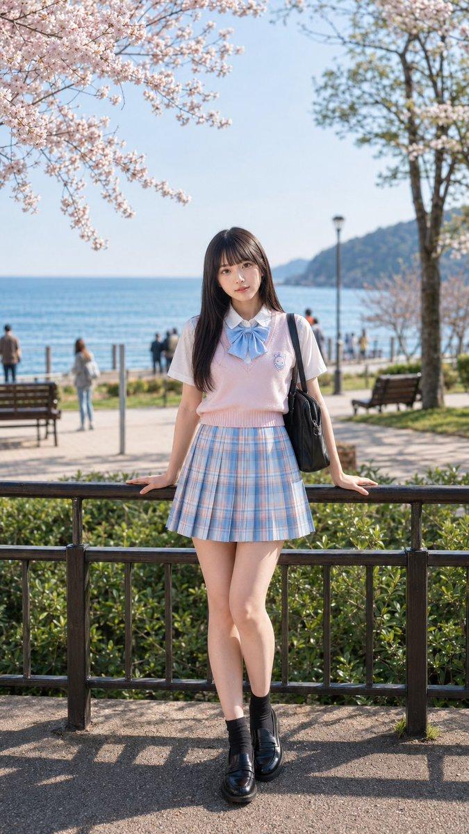 春日海滨樱花人像