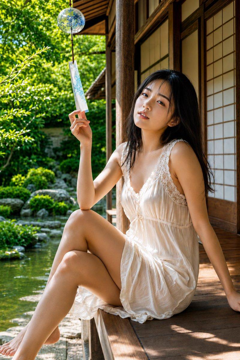 日式夏日缘侧肖像