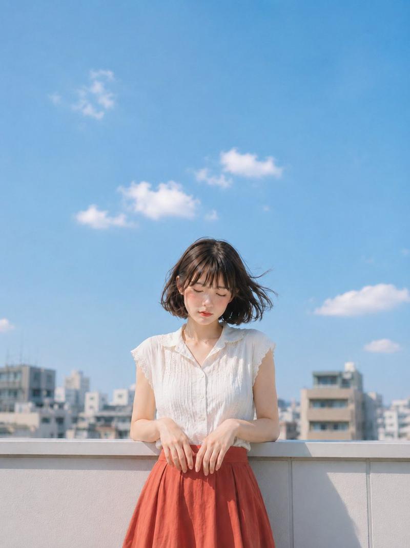 日系夏季天台人像