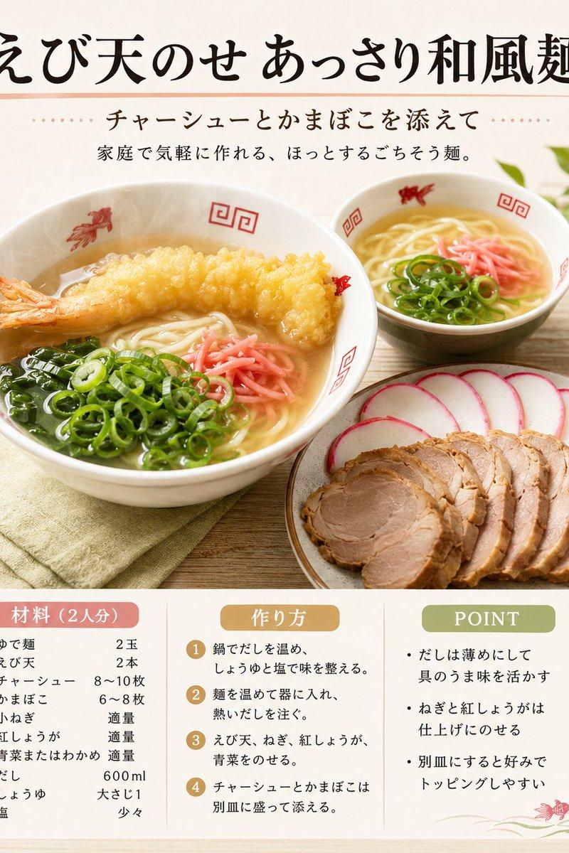 日式天妇罗面条食谱卡片