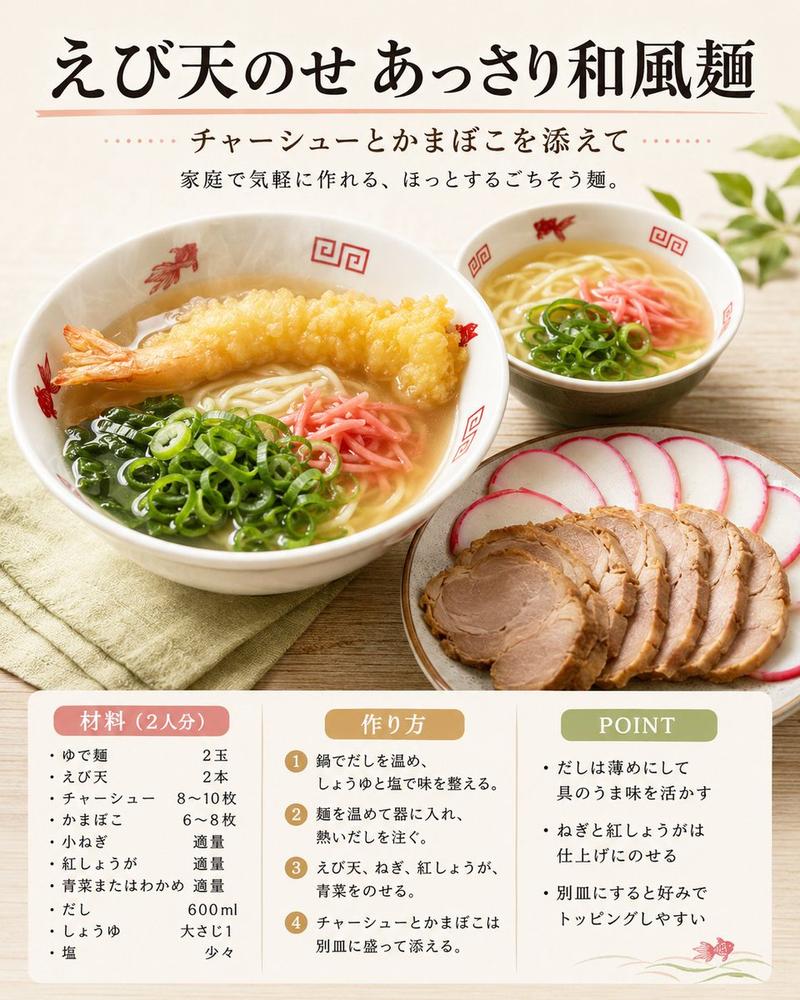 日式天妇罗面条食谱卡片