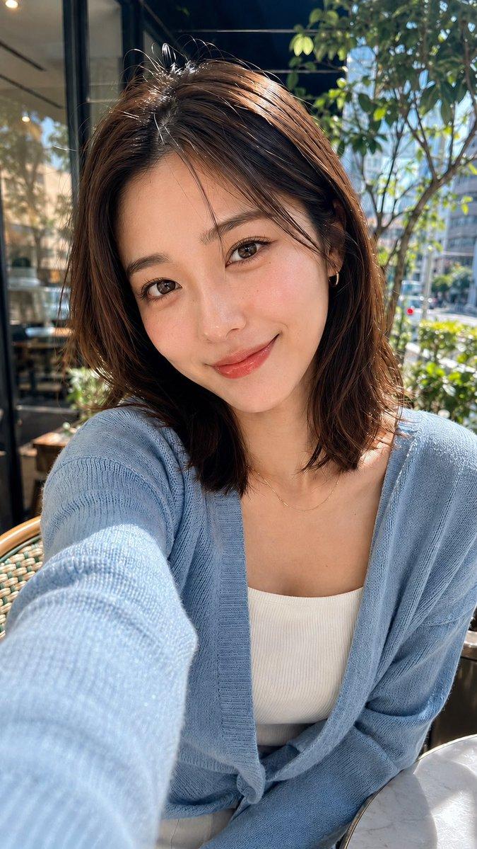 日式咖啡馆自拍人像