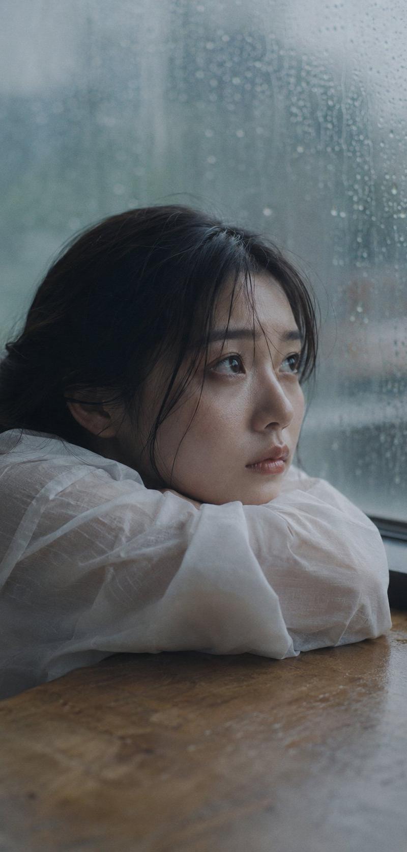 雨中日本女性肖像