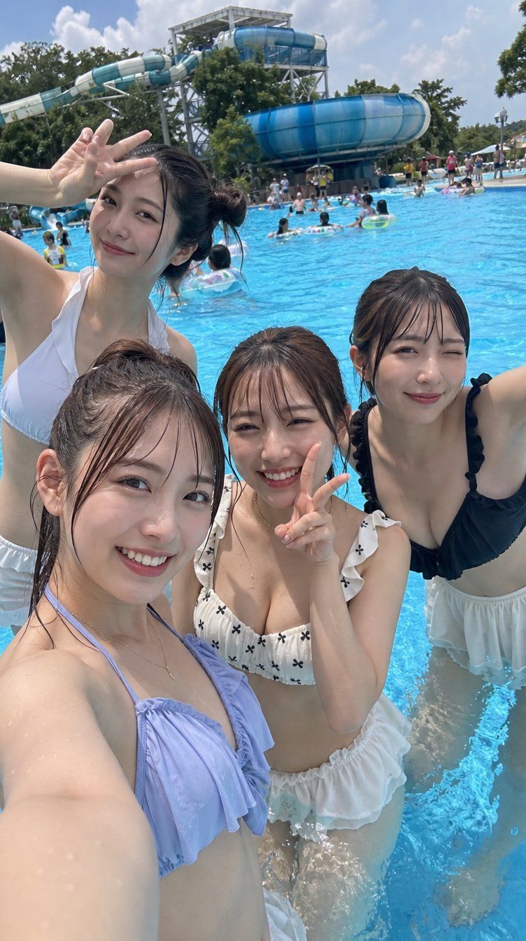 水上乐园里的日本年轻人