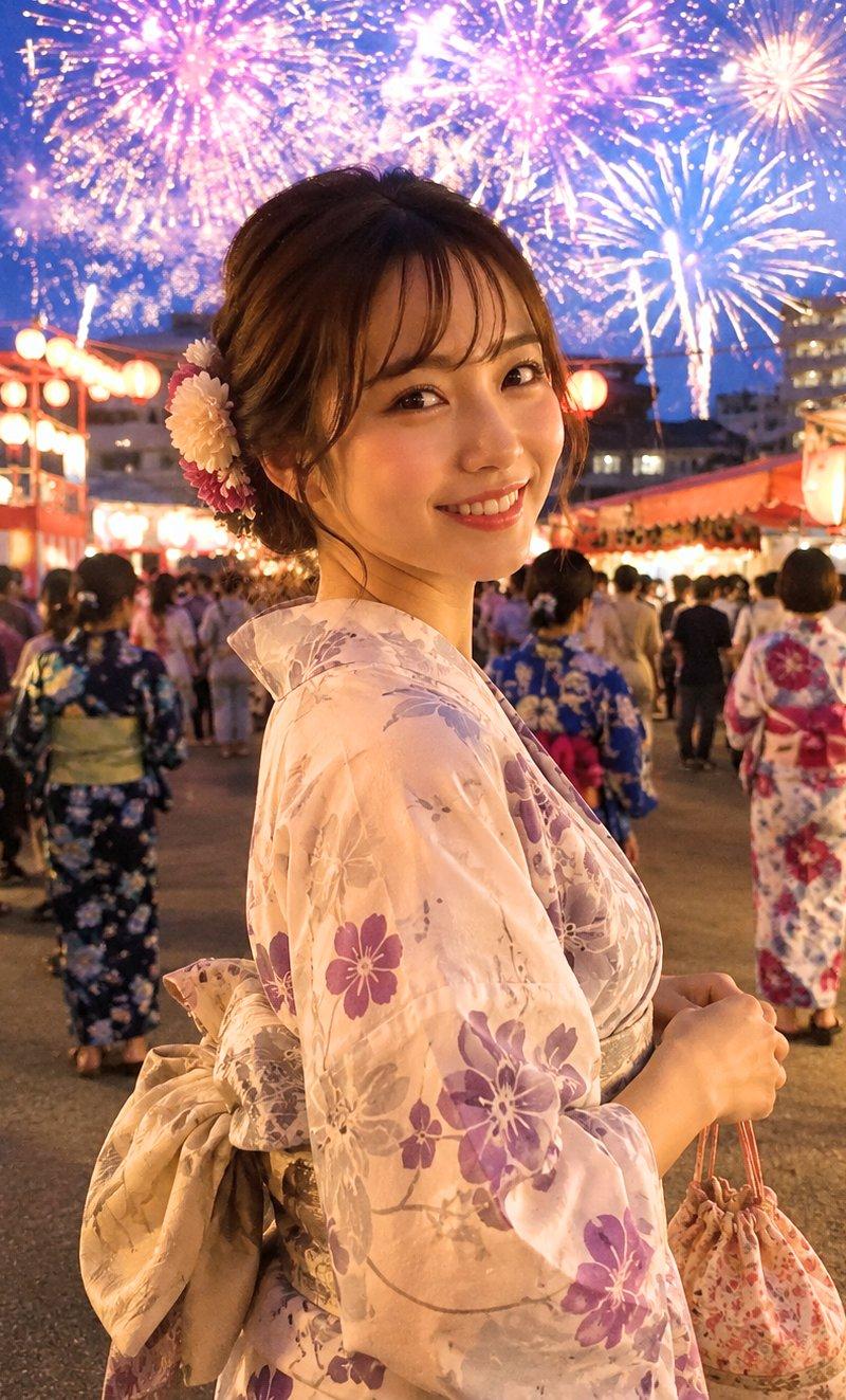 写实风格日本烟花祭人像