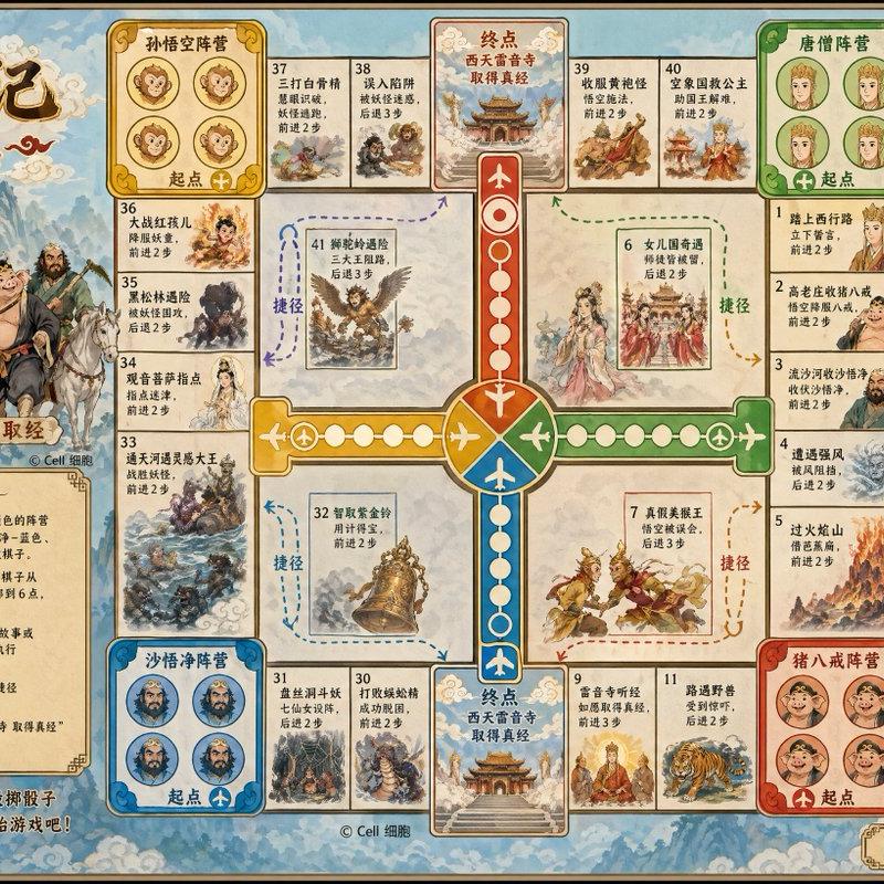 《西游记》飞行棋提示词