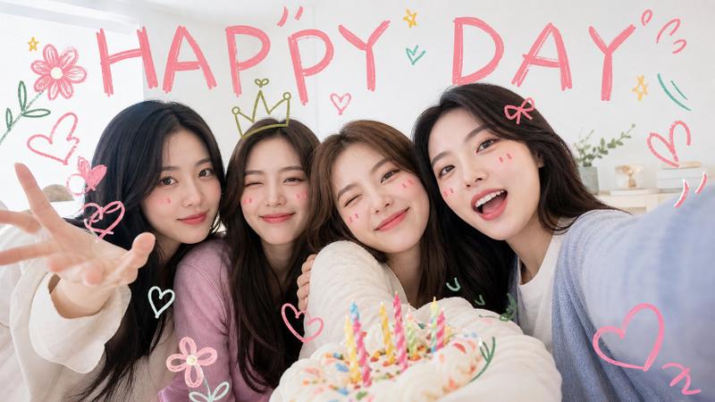 可爱风生日团体自拍