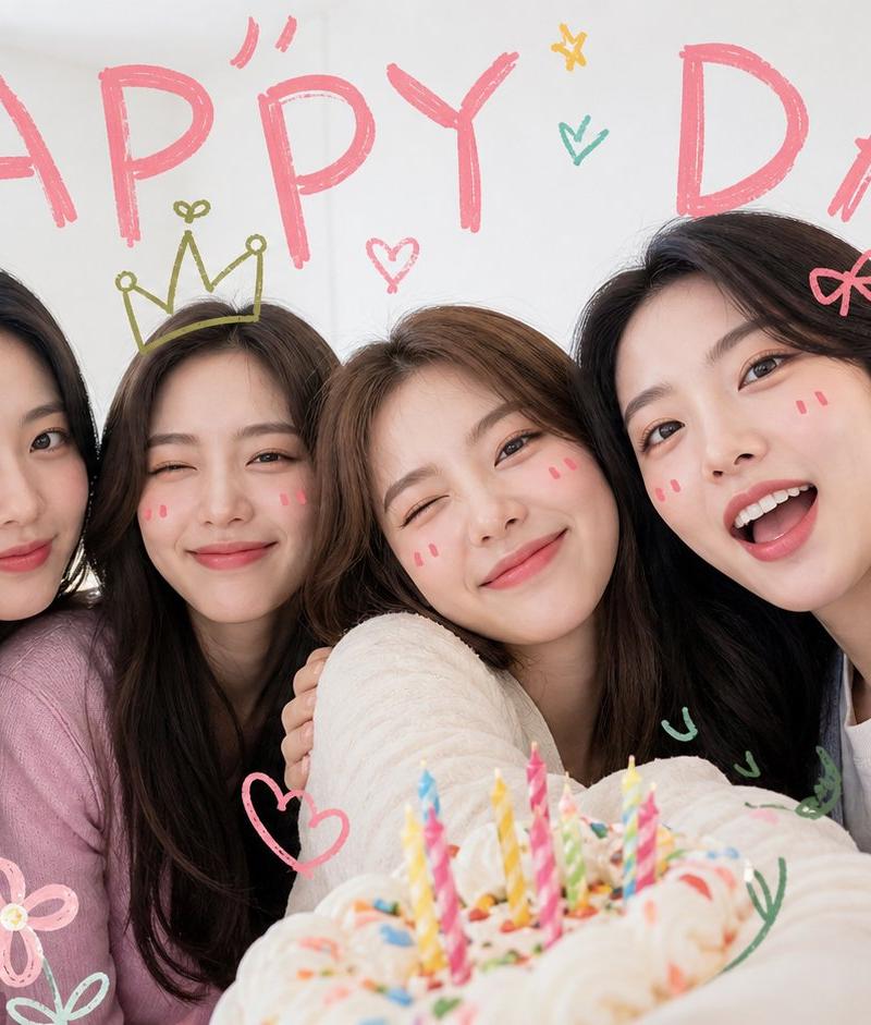 可爱风生日团体自拍