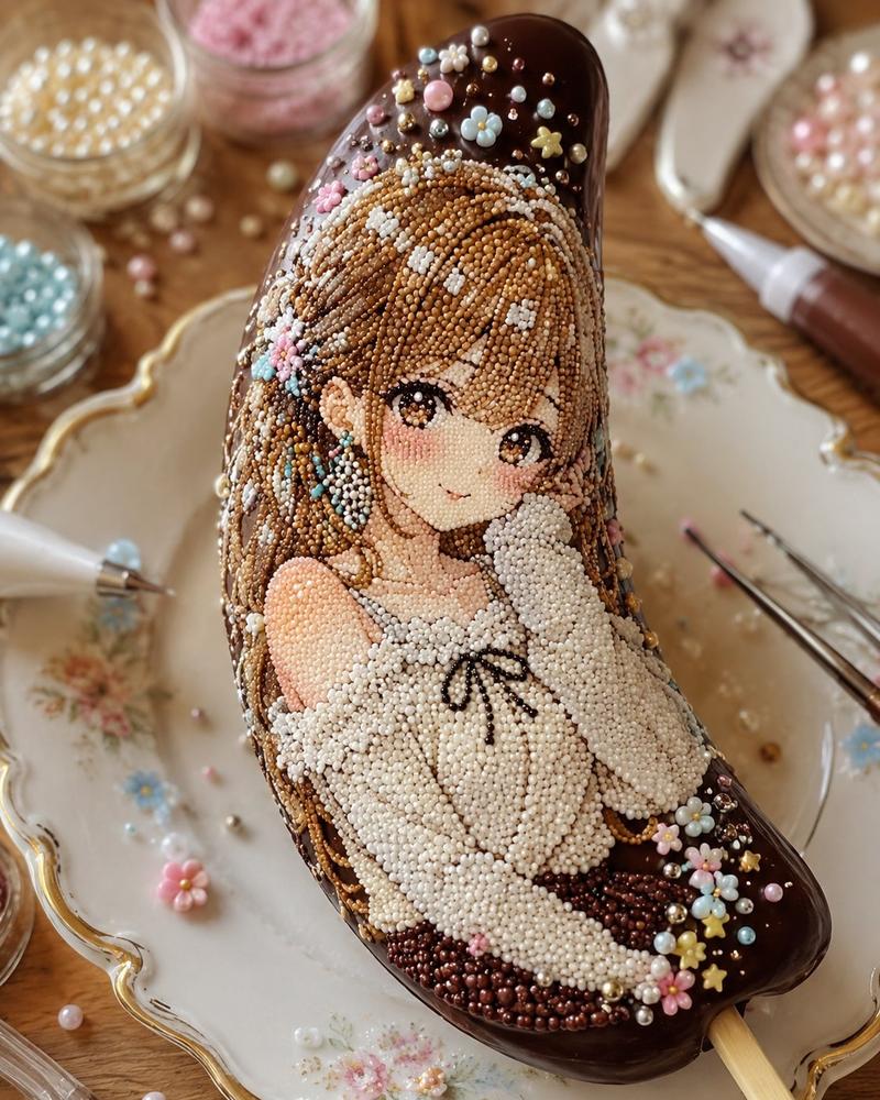 可爱风珠饰艺术巧克力香蕉