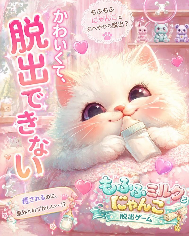 可爱粉色小猫逃脱游戏广告