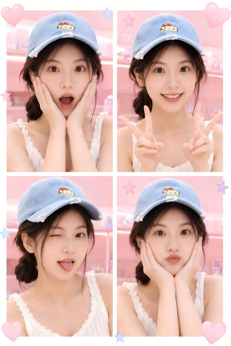 可爱风四格自拍拼图