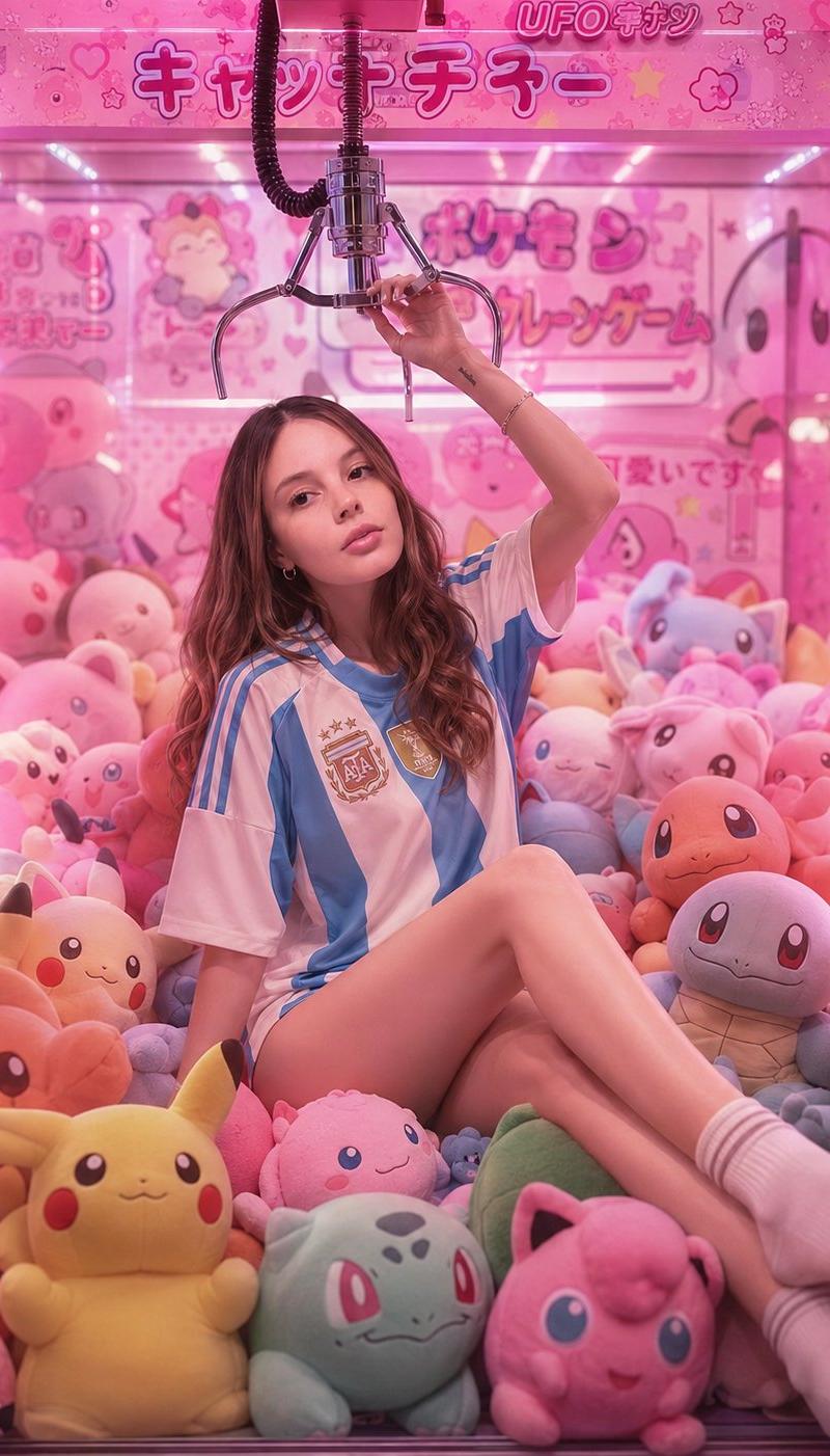 可爱风街机抓娃娃机人像