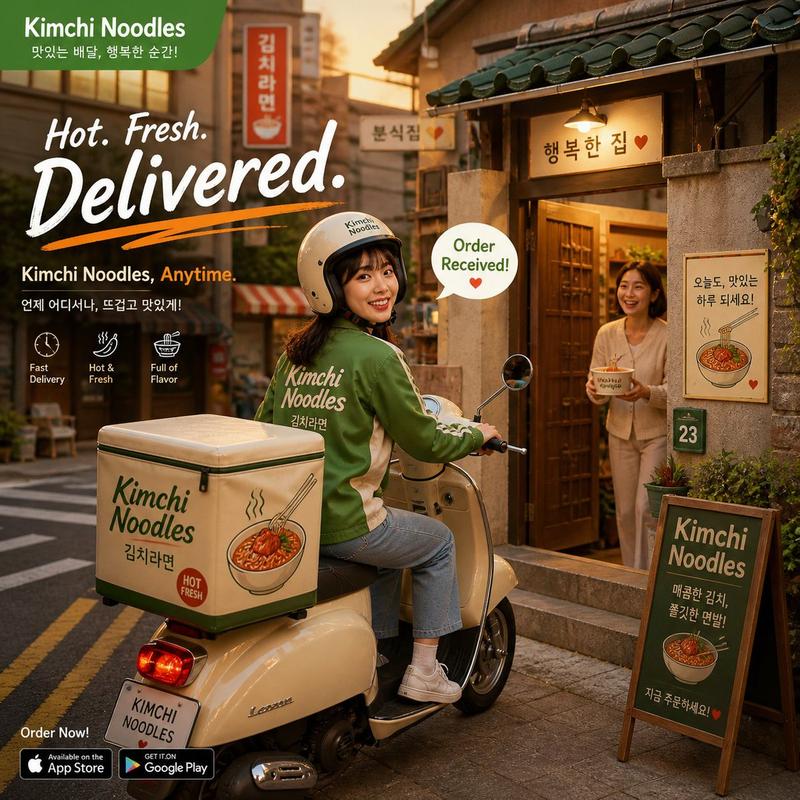 热腾腾的泡菜面外卖广告