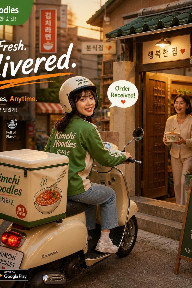 热腾腾的泡菜面外卖广告