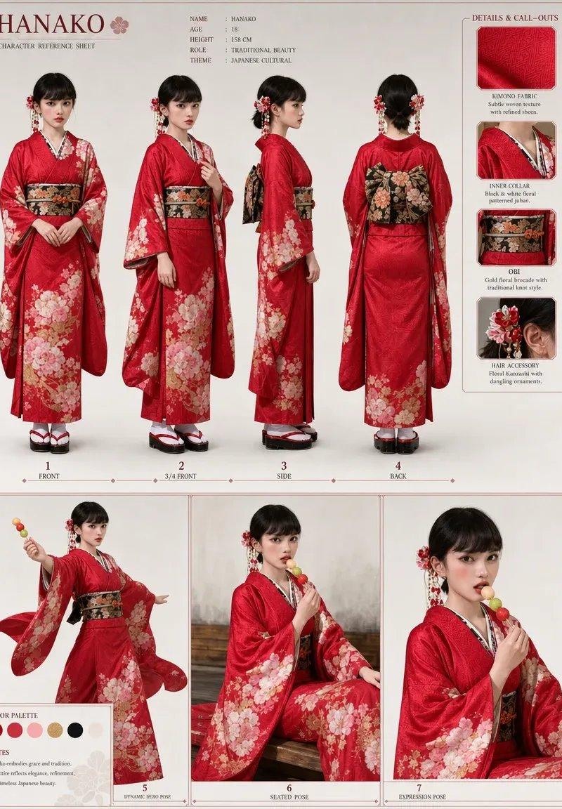 日式和服角色设定图