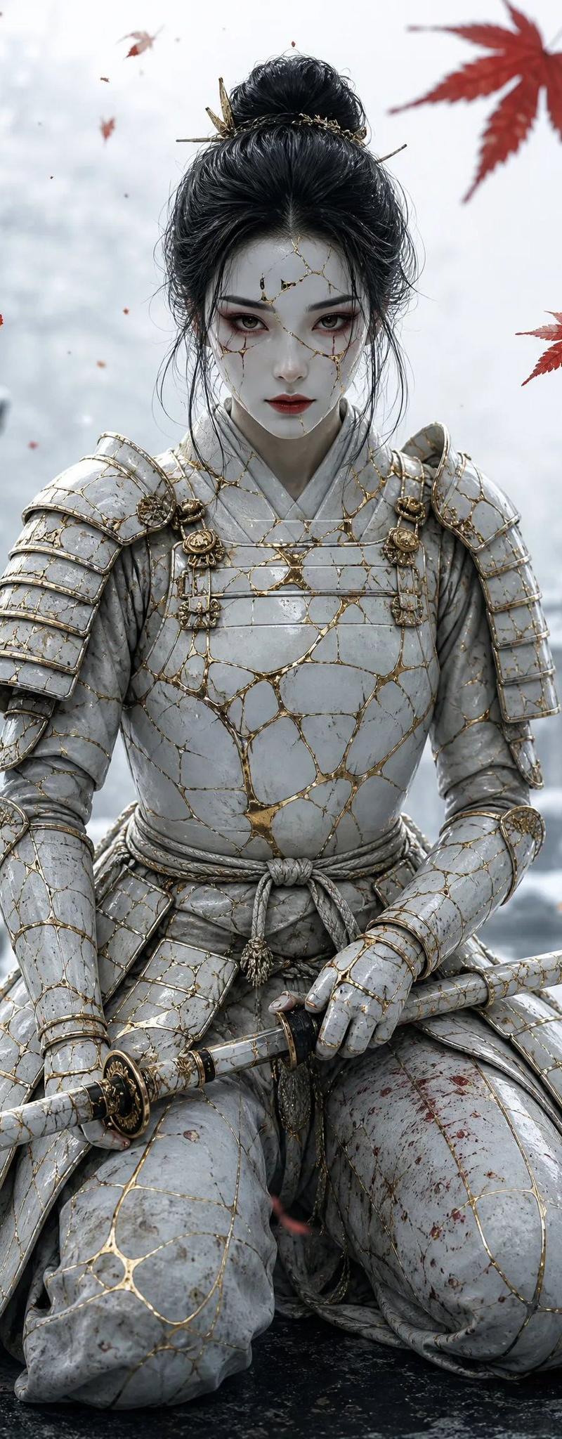 金缮雪中武士肖像