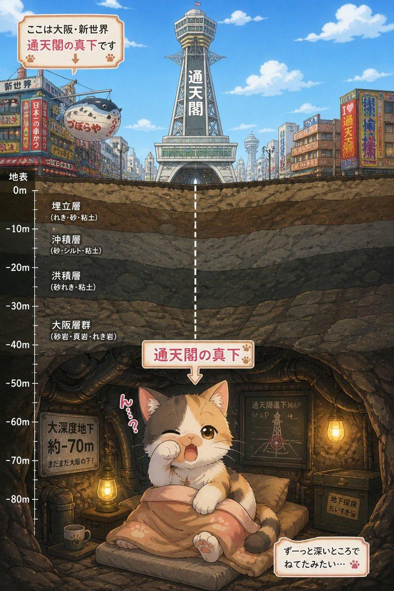 通天阁下方的小猫剖面图