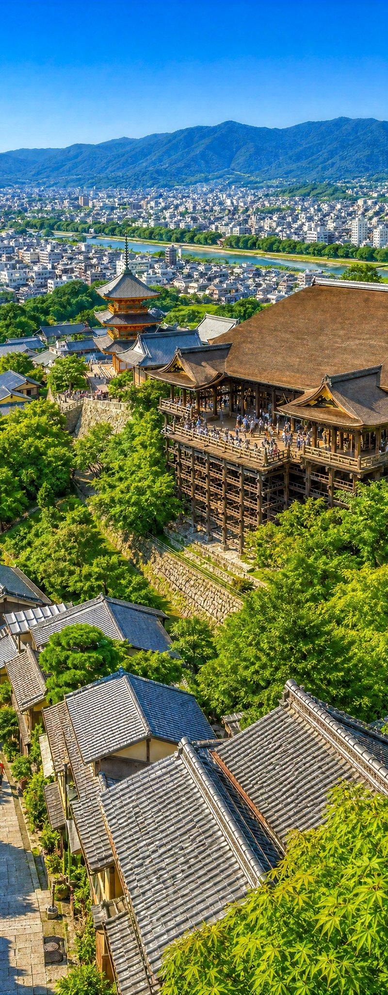 夏季京都寺庙俯瞰图