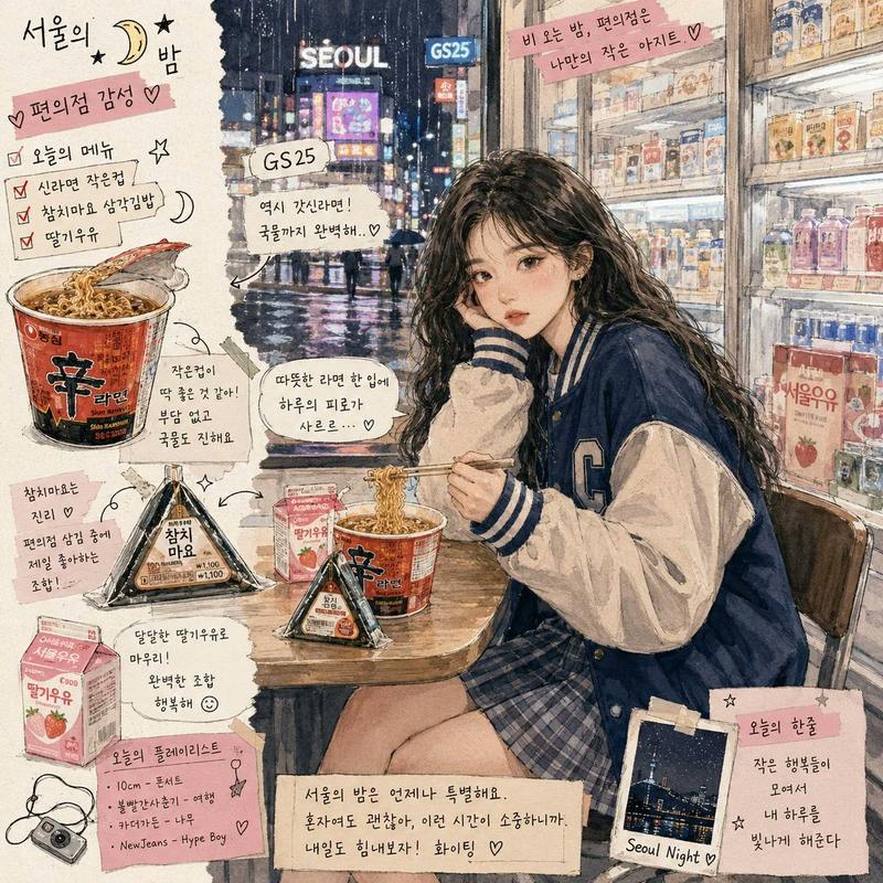 韩式便利店杂志插画