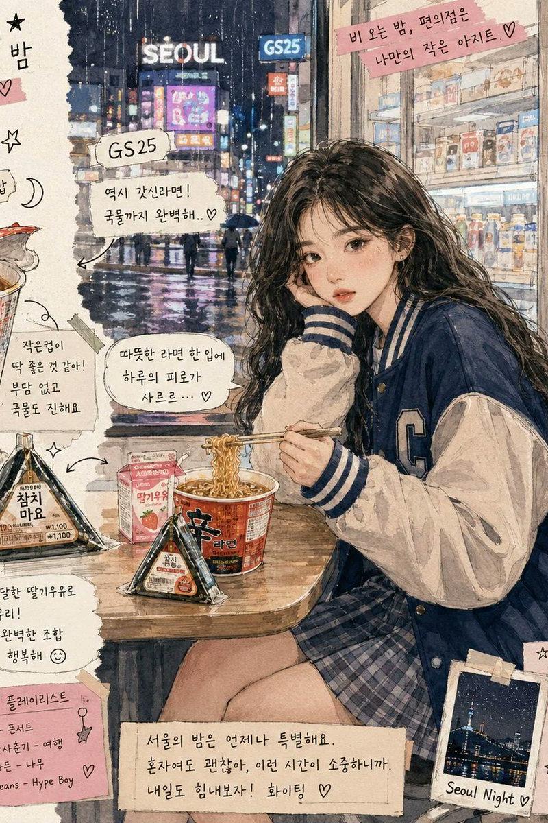 韩式便利店杂志插画
