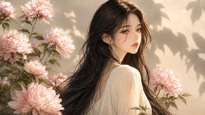 韩式花卉肖像