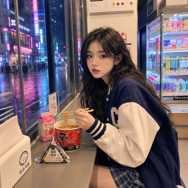 韩国女孩便利店摄影