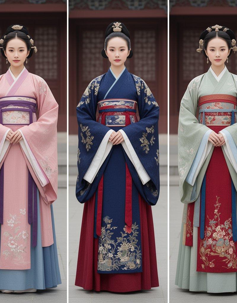 韩服时尚三联画
