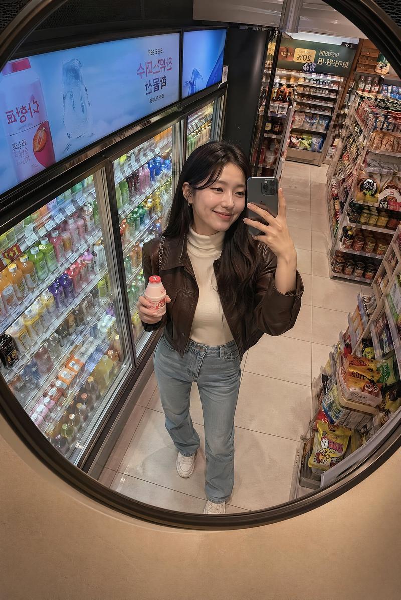 韩国便利店镜面自拍