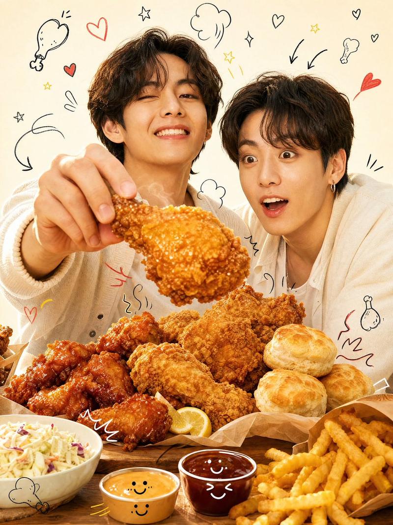 K-Pop Style Food Ad with Doodles
