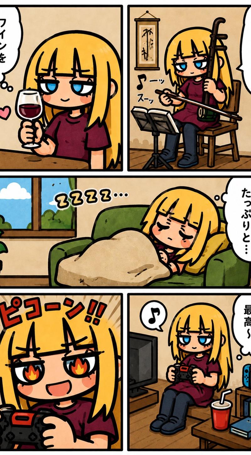 慵懒的一天 Q 版漫画页