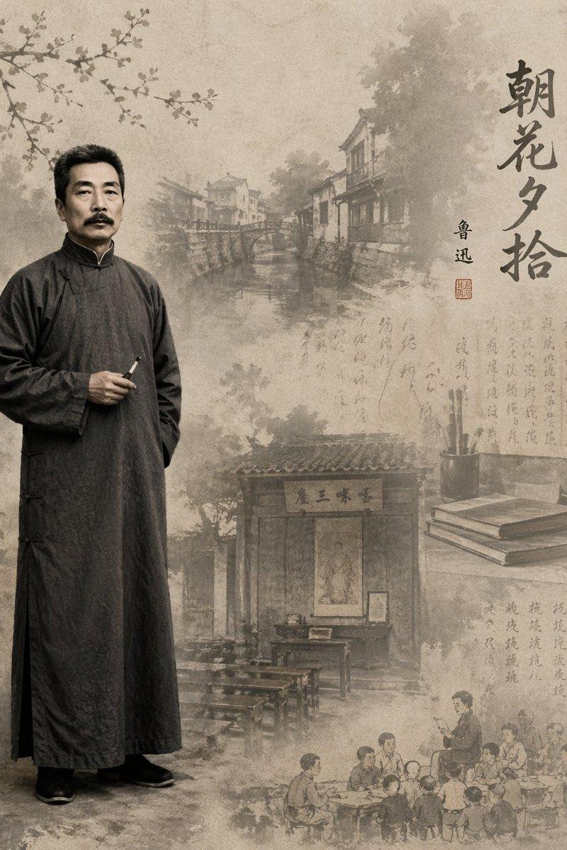鲁迅文学主题插画