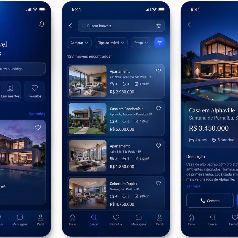豪华房地产 App UI 设计稿