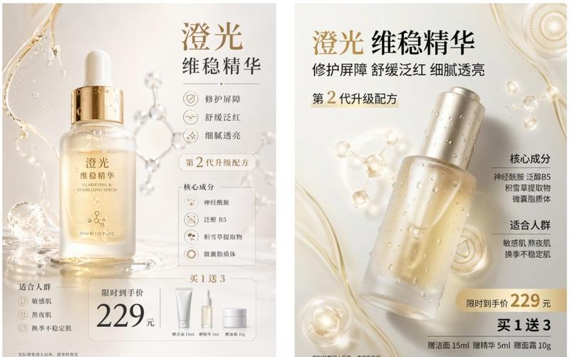 奢华精华液广告海报套装
