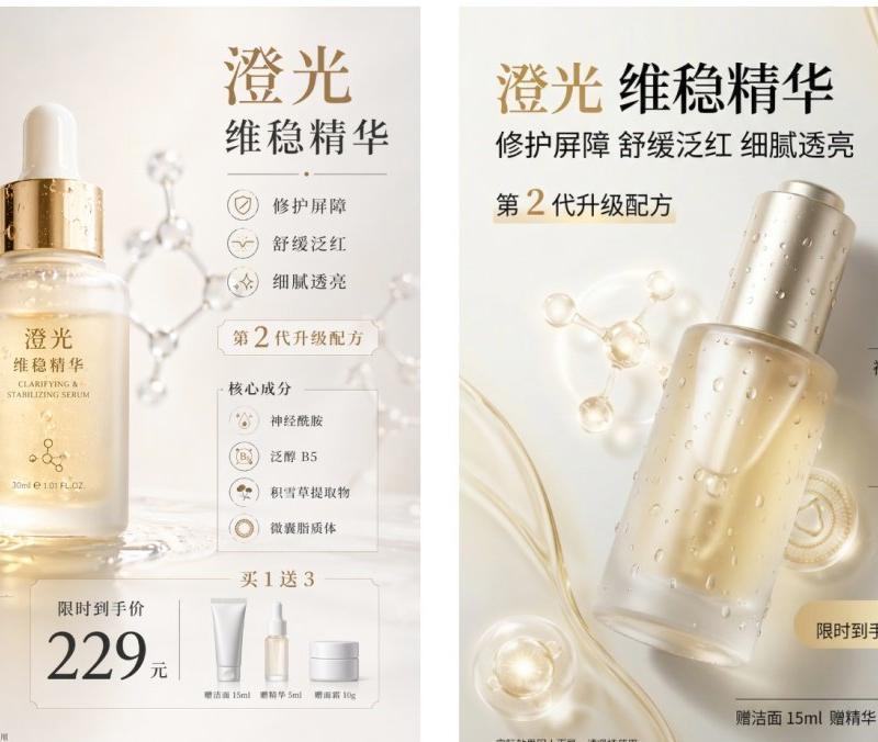 奢华精华液广告海报套装