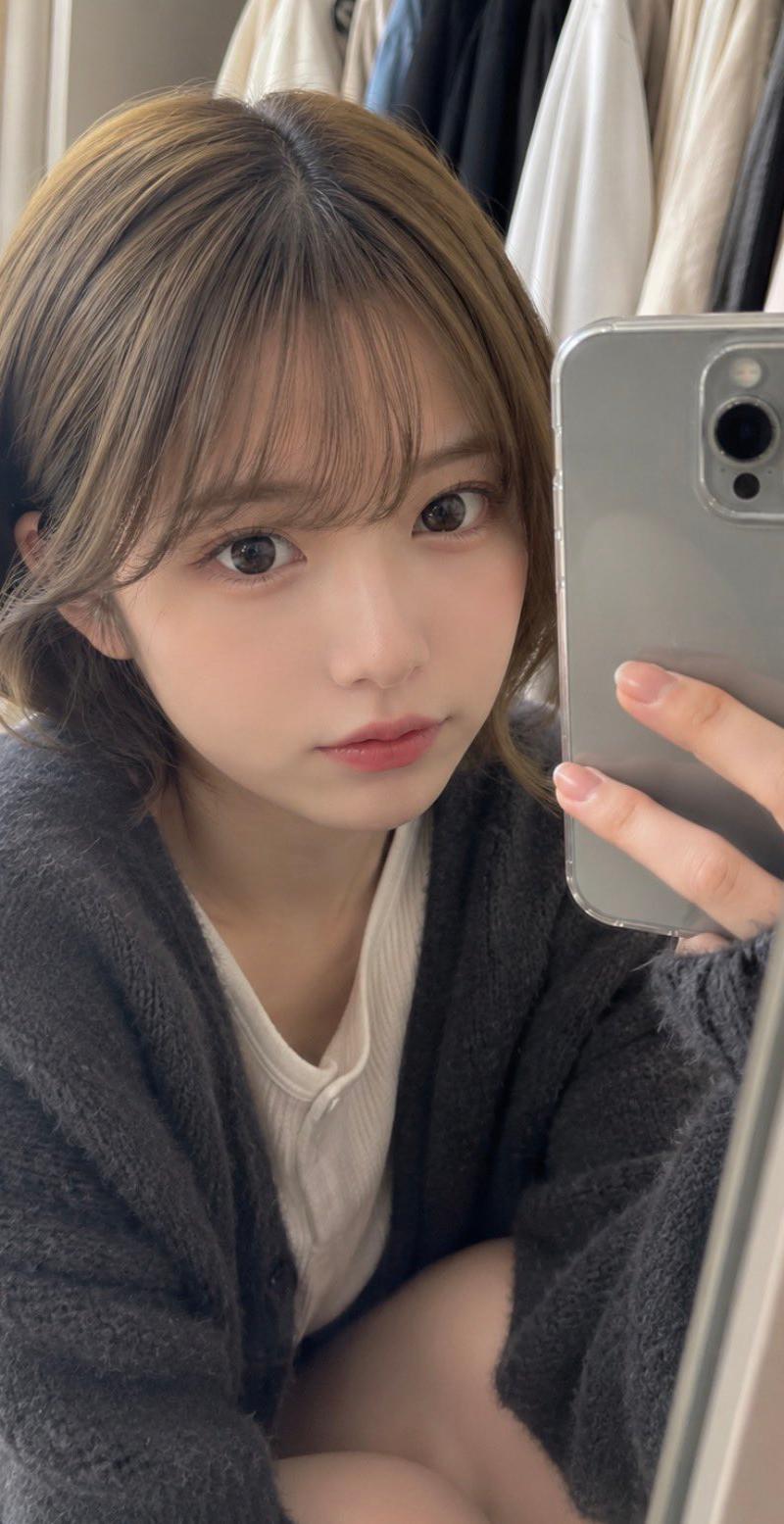 自然衣帽间镜面自拍