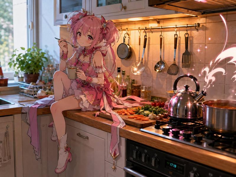 温馨厨房里的魔法少女