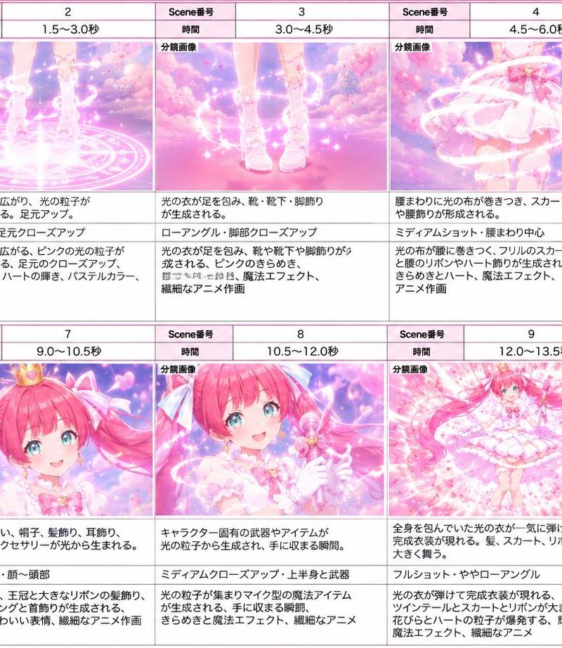 魔法少女变身分镜脚本