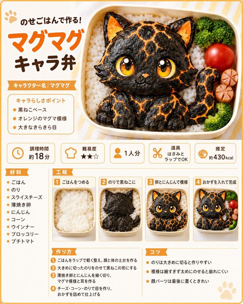 岩浆猫咪便当食谱信息图