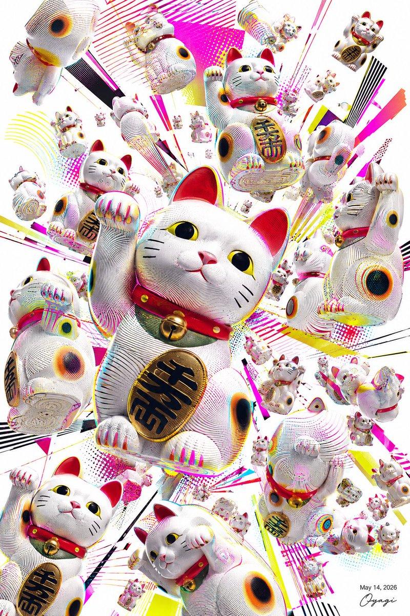爆炸感招财猫波普艺术