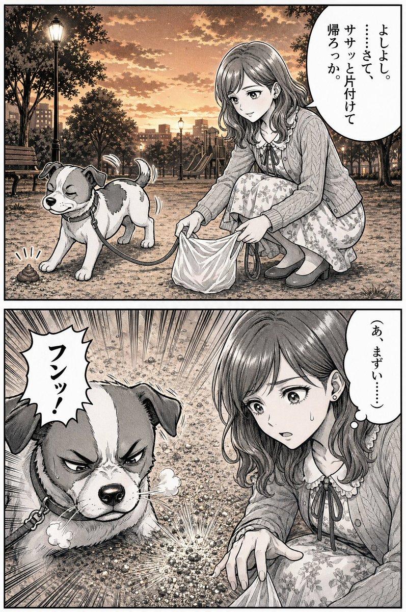 日落公园里的“踢屎”杰克罗素梗犬漫画