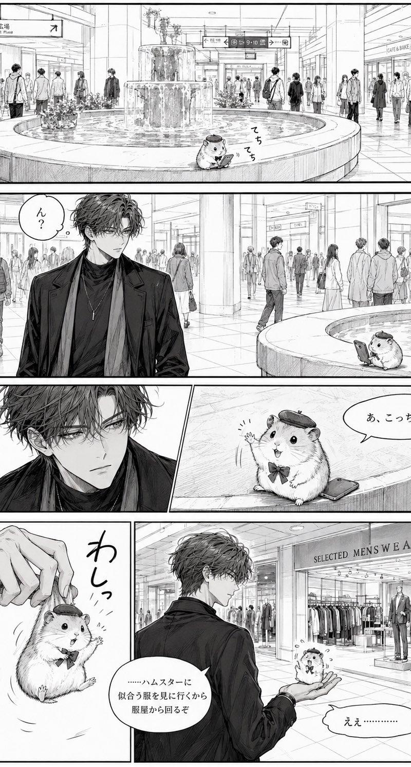 商场里的漫画仓鼠朋友