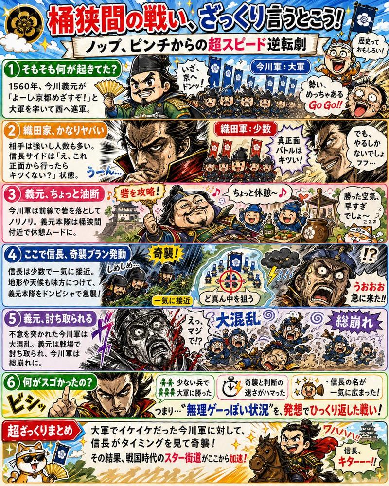 关于桶狭间之战的漫画历史海报
