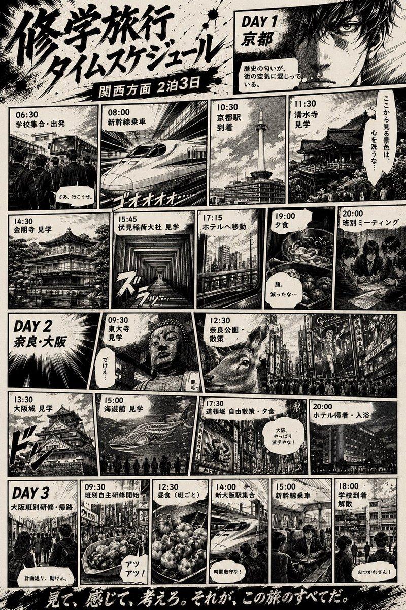 漫画风修学旅行时间表