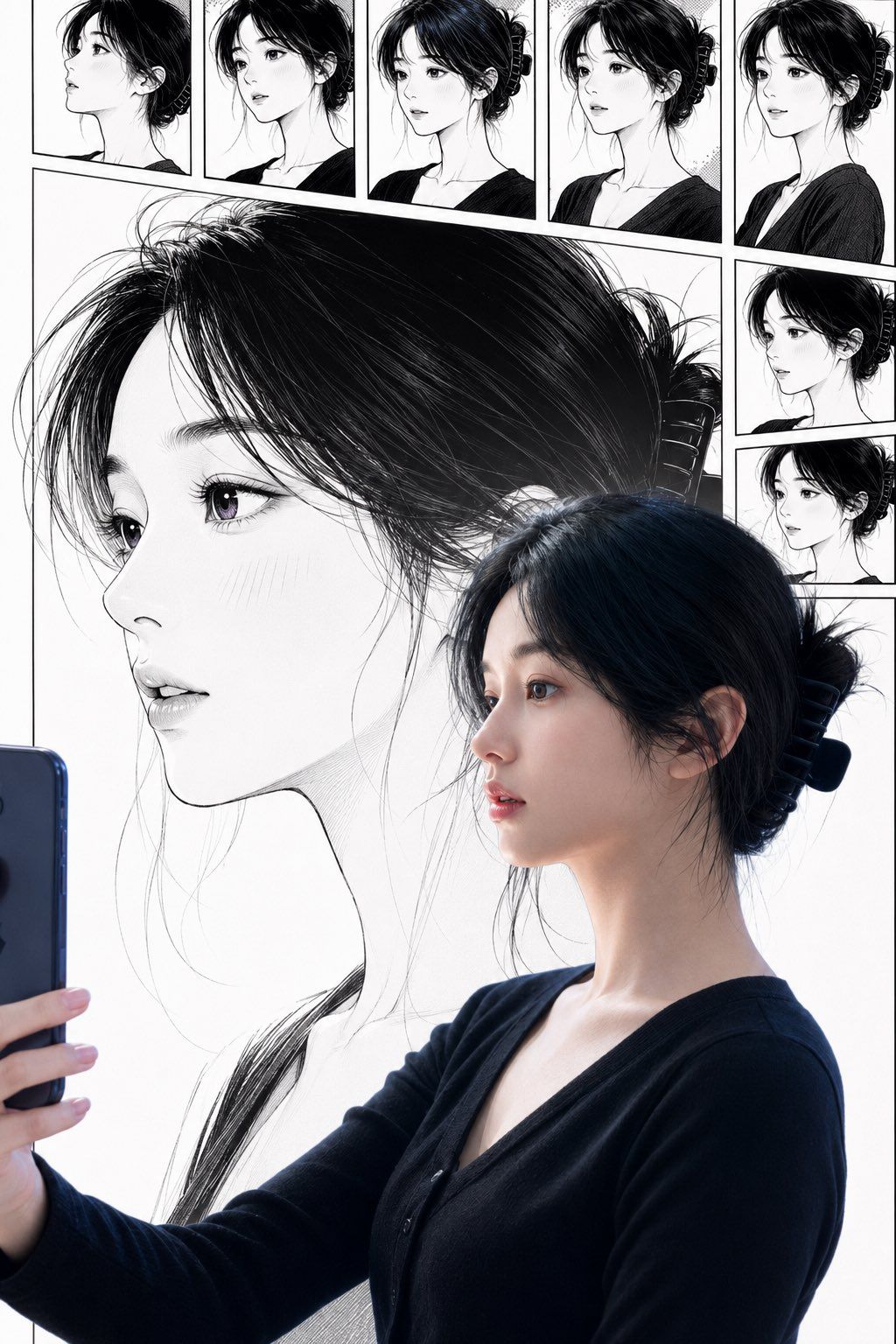 真人与漫画形象同框自拍