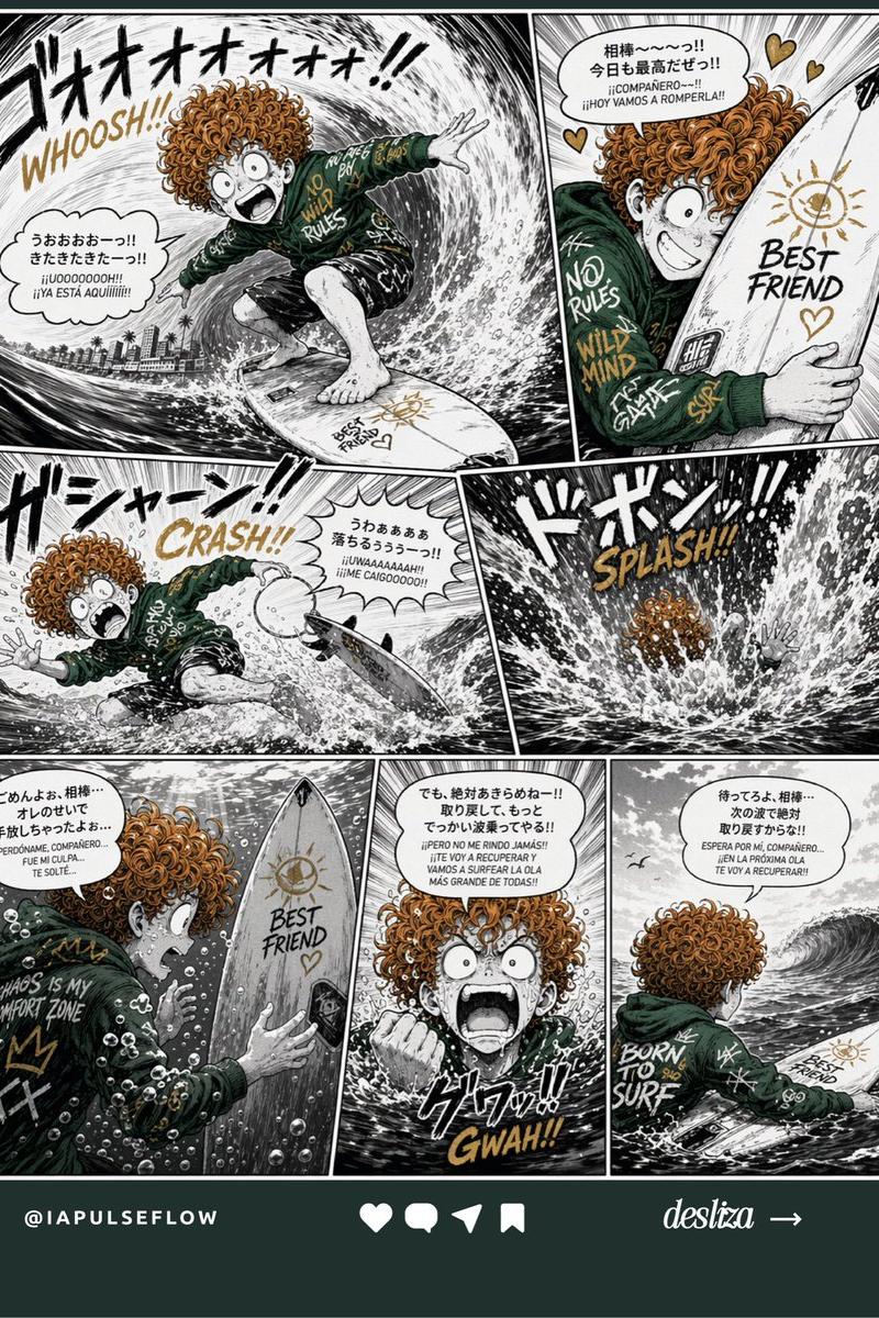 冲浪漫画风格 Wipeout 漫画海报