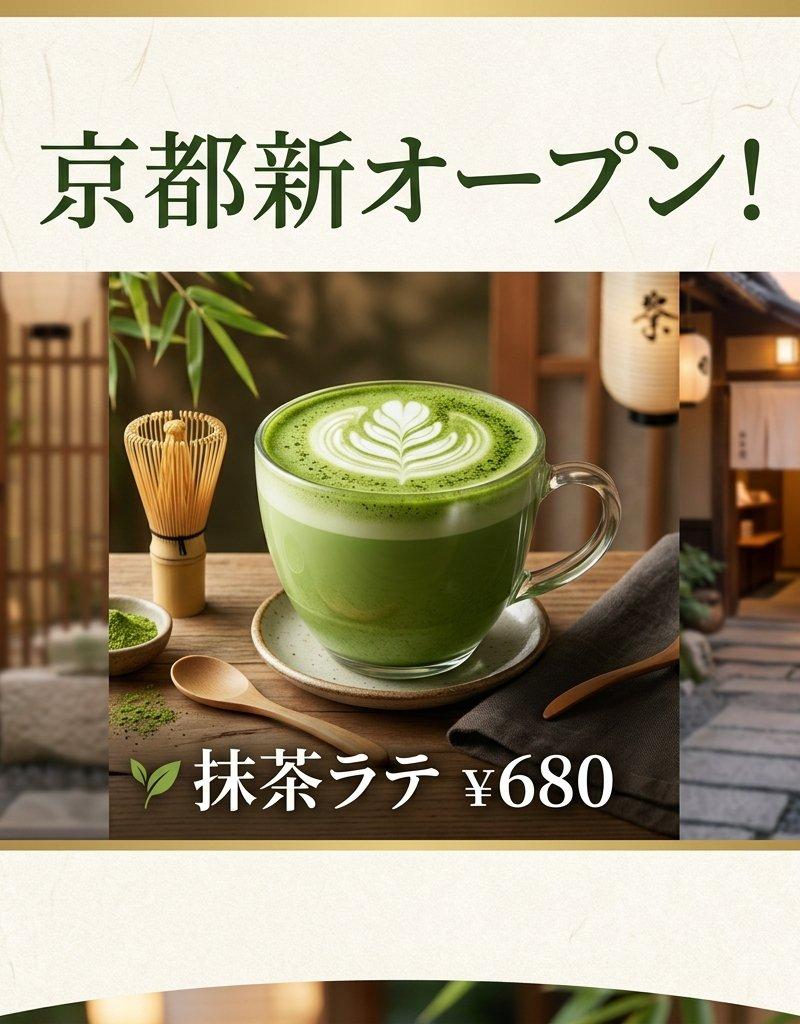 京都抹茶拿铁促销横幅